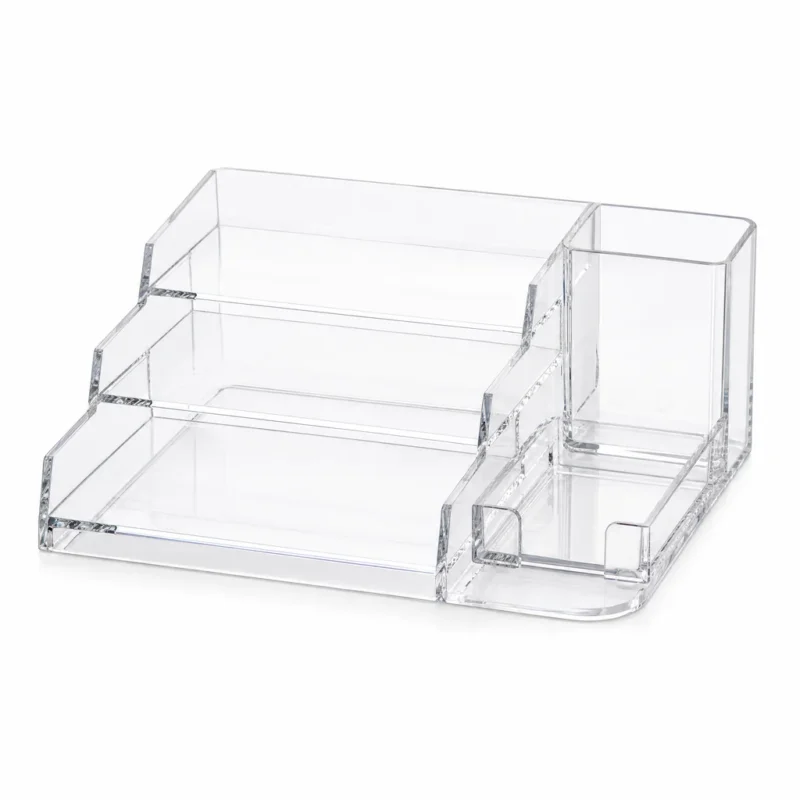Acrylic Desk Organizer, Clear 3-Tier – OfficeSuiteSolution Acrylic Desk Organizer, Clear 3-Tier (Cast acrylic, Clear) on a white background