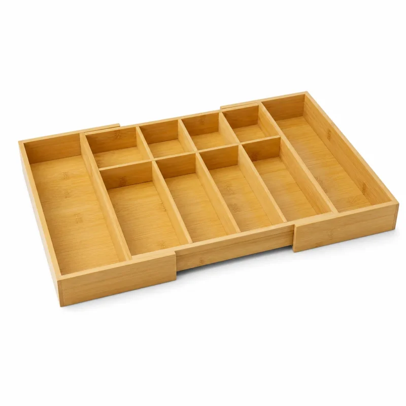Bamboo Expandable Drawer Organizer – OfficeSuiteSolution Bamboo Expandable Drawer Organizer (Natural bamboo, Natural) on a white background