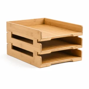 Bamboo Letter Tray, 3-Tier Stackable – OfficeSuiteSolution Bamboo Letter Tray, 3-Tier Stackable (Natural bamboo, Natural) on a white background