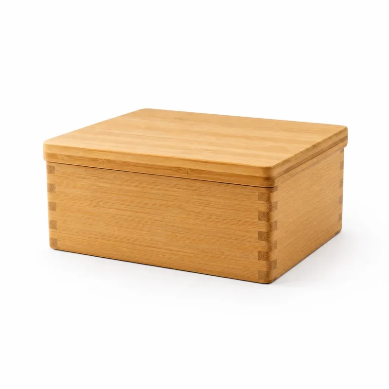 Bamboo Lidded Storage Box, Medium – OfficeSuiteSolution Bamboo Lidded Storage Box, Medium (Natural bamboo, Natural) on a white background