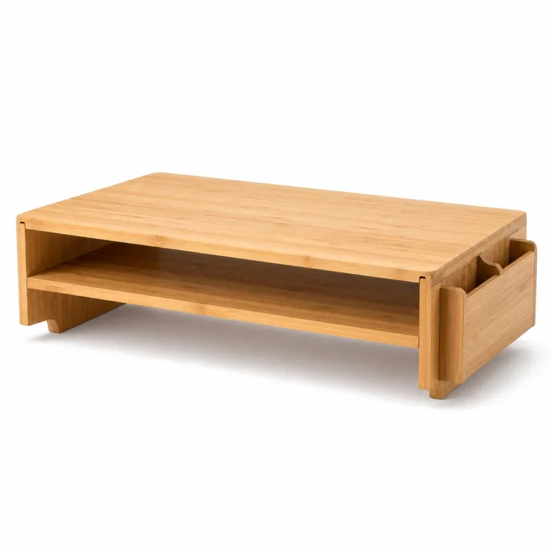 Bamboo Monitor Stand Riser with Storage (Natural bamboo, Natural) on a white background