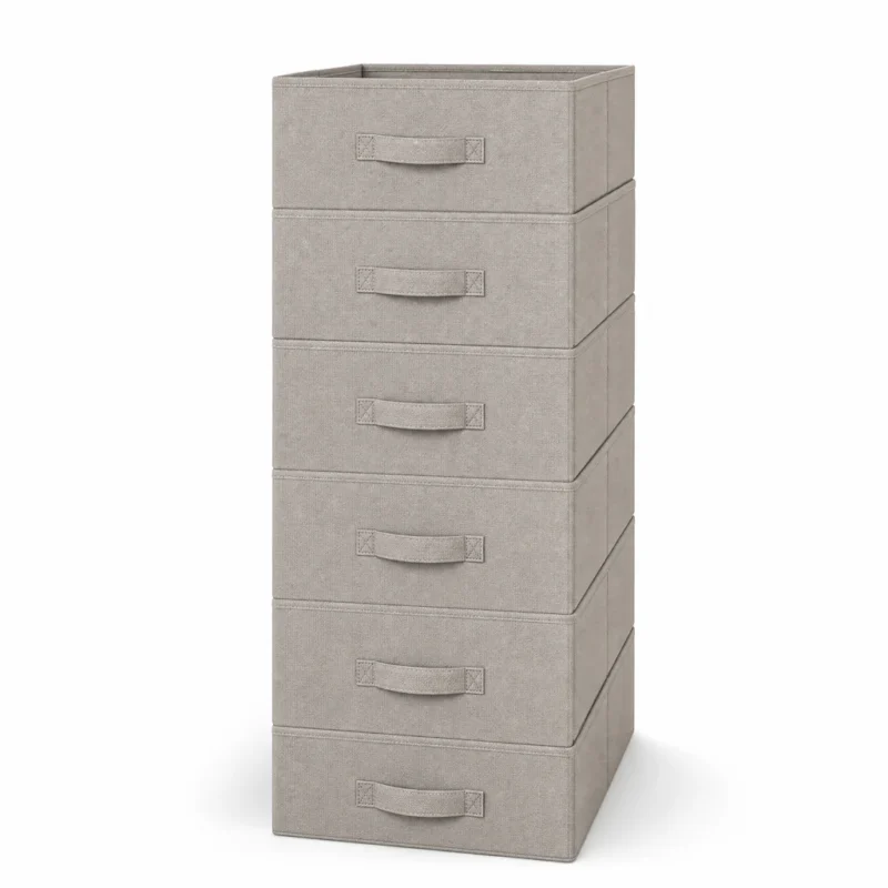 Collapsible Fabric Storage Cubes, 6-Pack – OfficeSuiteSolution Collapsible Fabric Storage Cubes, 6-Pack (Non-woven fabric, cardboard panels, Greige) on a white background