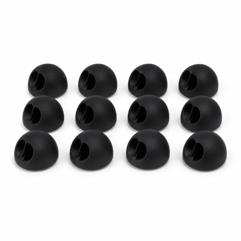 Magnetic Cable Clips, 12-Pack (Silicone with magnet, Black) on a white background