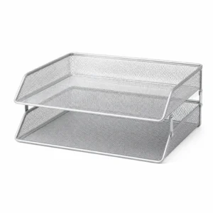 Mesh Paper Tray Set, 2-Pack (Steel mesh, Silver) on a white background