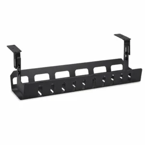 Under-Desk Cable Management Tray, 16 in (Powder-coated steel, Black) on a white background